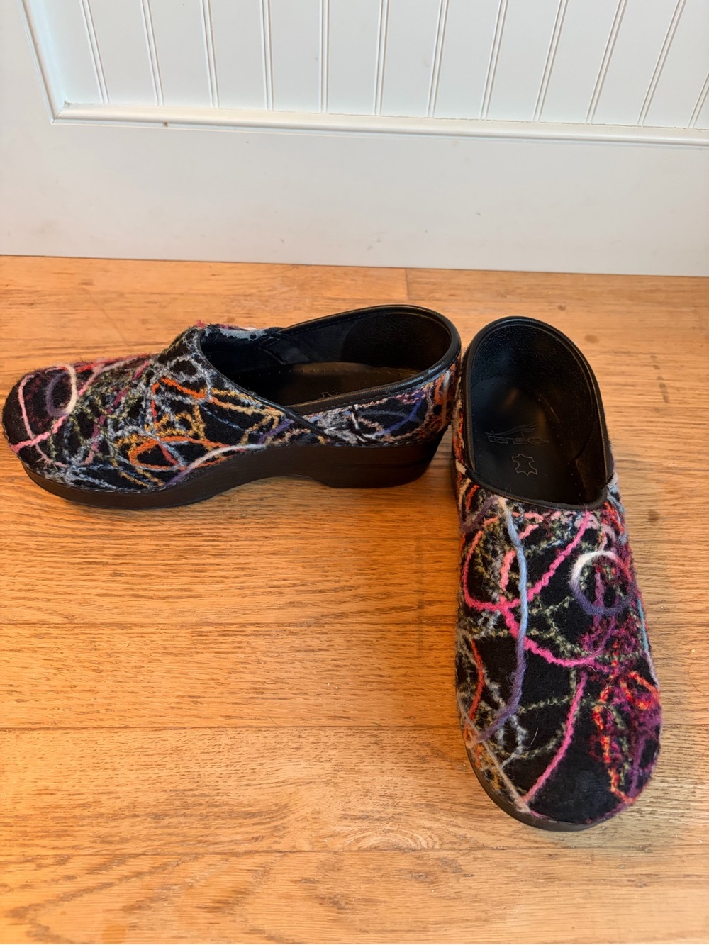 Dansko Black Multicolor Loop-Print Clogs
